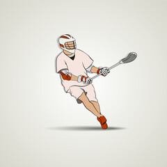 Athlete with a stick. Lacrosse. The emblem. Logo. Vector illustration