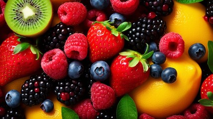 Fresh and vibrant fruits, a colorful medley of healthy choices