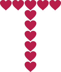 heart valentine alphabet uppercase t
