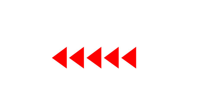 Red arrow left. Left arrow icon. Arrow icon. red arrows symbols. Warning striped arrow. Safety type.Isolated on white background.