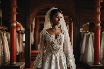 Fototapeta premium Portrait of a woman in a wedding dress