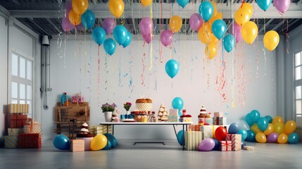 Dive into birthday festivities with our energetic party decorations. Personalize the celebration with your message in the expansive copy space.