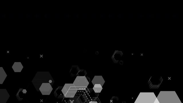 hexagon shape with abstract geometric moving motion particles digital element pattern business technology futuristic for overlay screen footage video design.