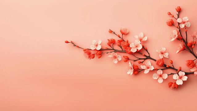 Minimalistic view of a Peach Fuzzcolored backdrop with a delicate floral pattern, adding a touch of whimsy to product photography.