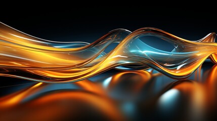 Immerse Yourself in Futuristic Elegance: Stunning 64K Wallpaper and Backgrounds with Dynamic Waves, Technological Lines, and Mesmerizing Blue and Gold Hues, Generative AI