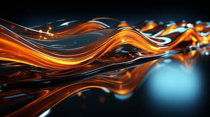 Immerse Yourself in Futuristic Elegance: Stunning 64K Wallpaper and Backgrounds with Dynamic Waves, Technological Lines, and Mesmerizing Blue and Gold Hues, Generative AI