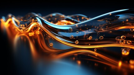 Immerse Yourself in Futuristic Elegance: Stunning 64K Wallpaper and Backgrounds with Dynamic Waves, Technological Lines, and Mesmerizing Blue and Gold Hues, Generative AI