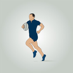 Fototapeta na wymiar Athlete runs with the ball. Rugby. Logo. Vector illustration.