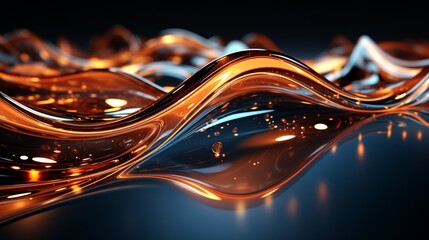 Immerse Yourself in Futuristic Elegance: Stunning 64K Wallpaper and Backgrounds with Dynamic Waves, Technological Lines, and Mesmerizing Blue and Gold Hues, Generative AI