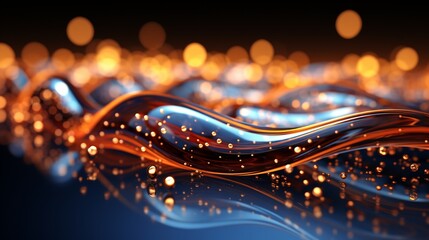 Immerse Yourself in Futuristic Elegance: Stunning 64K Wallpaper and Backgrounds with Dynamic Waves, Technological Lines, and Mesmerizing Blue and Gold Hues, Generative AI