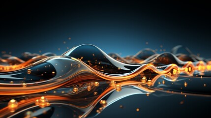 Immerse Yourself in Futuristic Elegance: Stunning 64K Wallpaper and Backgrounds with Dynamic Waves, Technological Lines, and Mesmerizing Blue and Gold Hues, Generative AI