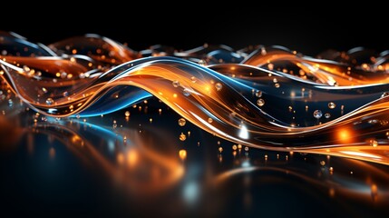 Immerse Yourself in Futuristic Elegance: Stunning 64K Wallpaper and Backgrounds with Dynamic Waves, Technological Lines, and Mesmerizing Blue and Gold Hues, Generative AI