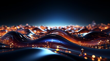 Immerse Yourself in Futuristic Elegance: Stunning 64K Wallpaper and Backgrounds with Dynamic Waves, Technological Lines, and Mesmerizing Blue and Gold Hues, Generative AI