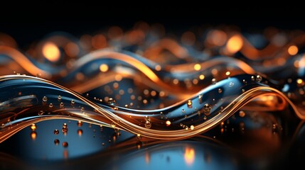 Immerse Yourself in Futuristic Elegance: Stunning 64K Wallpaper and Backgrounds with Dynamic Waves, Technological Lines, and Mesmerizing Blue and Gold Hues, Generative AI