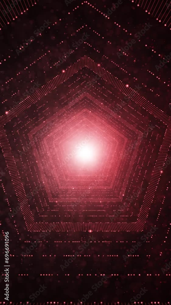 Poster red digital technology cyberspace tunnel travel seamless loop copy space animation background.