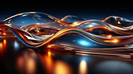 Immerse Yourself in Futuristic Elegance: Stunning 64K Wallpaper and Backgrounds with Dynamic Waves, Technological Lines, and Mesmerizing Blue and Gold Hues, Generative AI