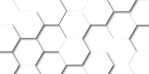 Fotobehang Abstract background with hexagons Abstract hexagon polygonal pattern background vector. seamless bright white abstract honeycomb background.   © MOHART PARK