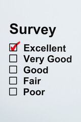 Tick the excellent box on customer feedback form