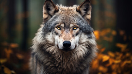 grey wolf canis lupus posrtrait - obrazy, fototapety, plakaty