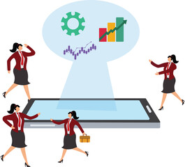 Discuss, A group of executives are discussing economic development, Businesswoman