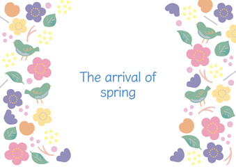 梅の花とうぐいすの春のフレーム素材