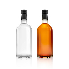 a bottle of alcohol, transparent background - obrazy, fototapety, plakaty