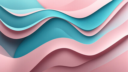 Obraz premium Abstract geometric background with flowing lines and waves modern pale pink and light blue
