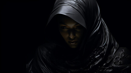 Fototapeta na wymiar black background with woman face