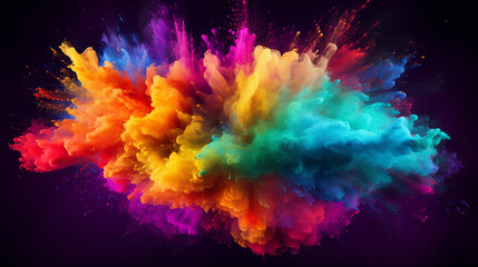 black background with colored powder explosion. abstract closeup dust