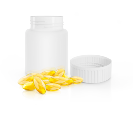 Fish oil capsule white background, health care and medical concept, transparent background