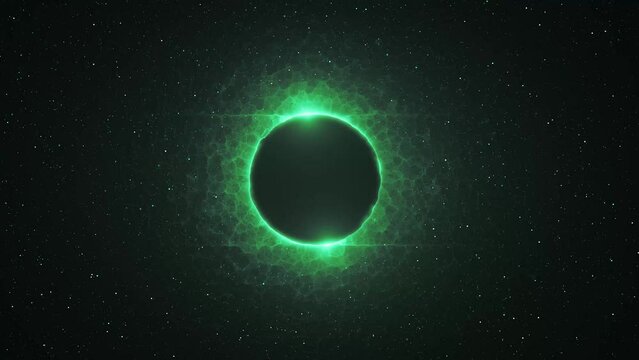 Glowing Green Circle Radiance Motion In Black Background