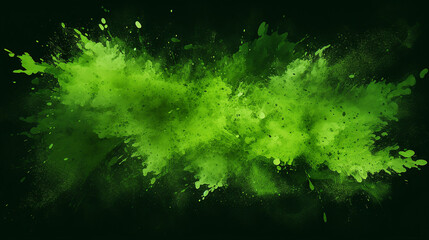 Fototapeta na wymiar black background with green watercolor splashes isolated
