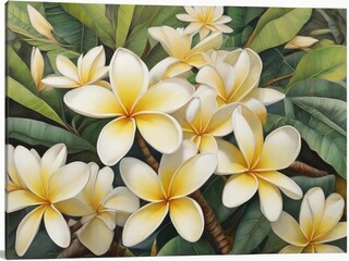 Fototapeta premium Beautiful colored frangipani flowers