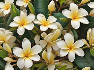 Fototapeta na wymiar Beautiful colored frangipani flowers