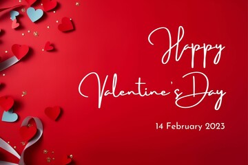 Greeting card background of Happy valentines day and social media post made with generative ai 