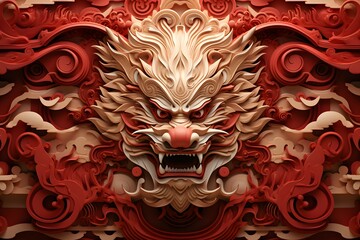  Red Paper Art Dragon for Chinese New Year