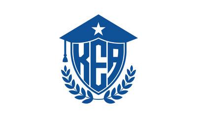 KEA three letter iconic academic logo design vector template. monogram, abstract, school, college, university, graduation cap symbol logo, shield, model, institute, educational, coaching canter, tech	