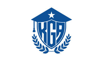 KGA three letter iconic academic logo design vector template. monogram, abstract, school, college, university, graduation cap symbol logo, shield, model, institute, educational, coaching canter, tech	