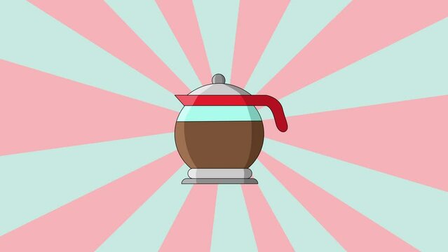 Animated coffee pot icon with rotating background