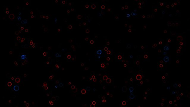 4k red and blue bubbles video,  transparent background