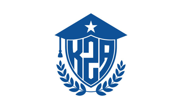 KZA three letter iconic academic logo design vector template. monogram, abstract, school, college, university, graduation cap symbol logo, shield, model, institute, educational, coaching canter, tech	