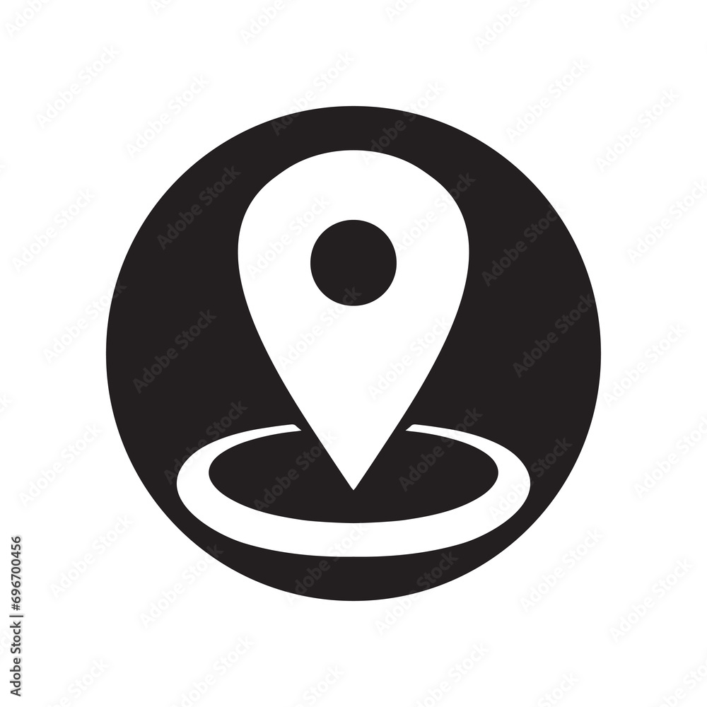 Poster location icon vector. pin icon logo design. pointer symbol in circle isolated on white background