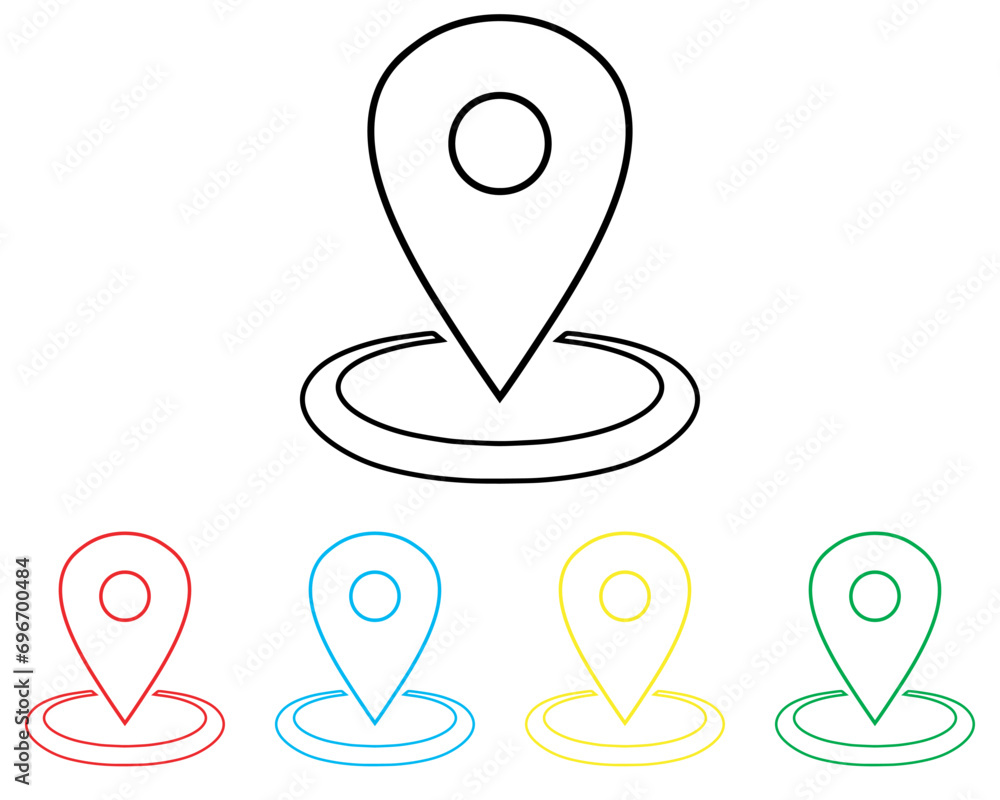 Poster location icon vector. pin sign symbol in trendy flat style. set elements in colored icons. pointer v