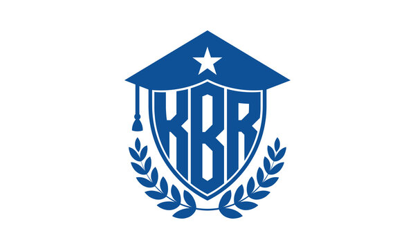 KBR three letter iconic academic logo design vector template. monogram, abstract, school, college, university, graduation cap symbol logo, shield, model, institute, educational, coaching canter, tech	