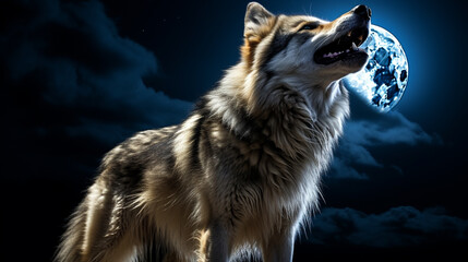 wolf in the night HD 8K wallpaper Stock Photographic Image 