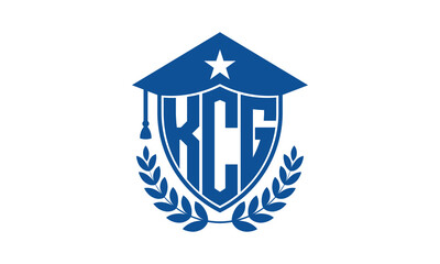 KCG three letter iconic academic logo design vector template. monogram, abstract, school, college, university, graduation cap symbol logo, shield, model, institute, educational, coaching canter, tech	