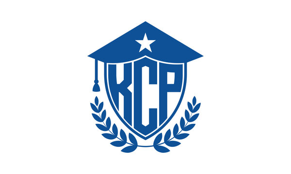KCP three letter iconic academic logo design vector template. monogram, abstract, school, college, university, graduation cap symbol logo, shield, model, institute, educational, coaching canter, tech	
