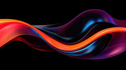 Fotobehang modern trending abstract black background with curving line © Aura