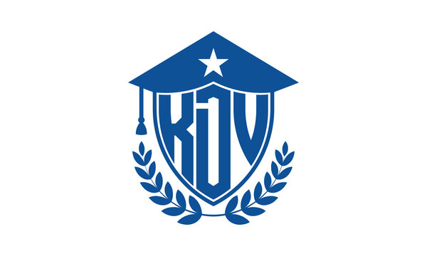 KDV three letter iconic academic logo design vector template. monogram, abstract, school, college, university, graduation cap symbol logo, shield, model, institute, educational, coaching canter, tech	