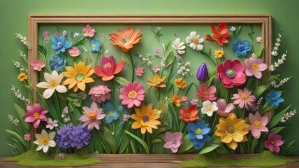 A Captivating Frame of Beautiful Flowers Against a Wooden Backdrop.